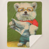 Welpe liest Zeitung Sherpadecke (Vorderseite)