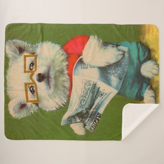 Welpe liest Zeitung Sherpadecke (Vorderseite (Horizontal))