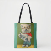 Welpe liest Zeitungsdruck Tasche (Vorderseite)
