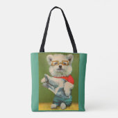 Welpe liest Zeitungsdruck Tasche (Rückseite)
