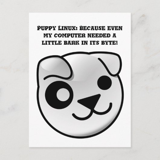 Welpe Linux Login Barke in seinem Byte Postkarte (Vorderseite)