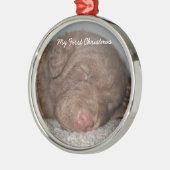 Welpe mein erstes Weihnachts-Foto Ornamente (Links)