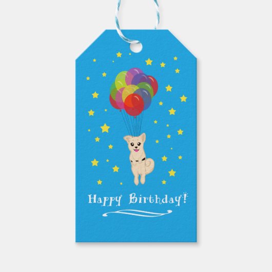 Welpe mit Balloons Geschenkanhänger (Vorderseite)