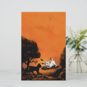 Welpe mit Black Cat and Bat , Happy Halloween! Briefpapier (Stehend Vorderseite)