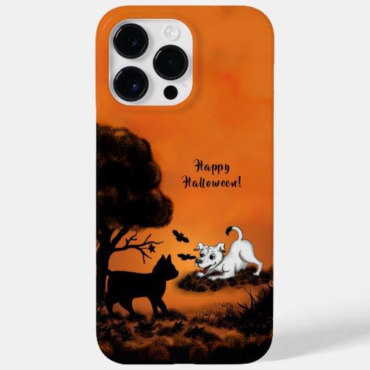 Welpe mit Black Cat and Bat , Happy Halloween! Case-Mate iPhone Hülle (Rückseite)