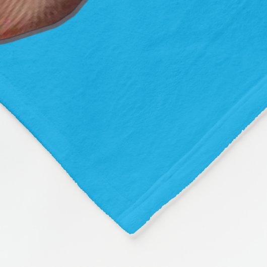 Welpe mit blauen Augen sitzend und unschuldig auss Fleecedecke (Ecke)