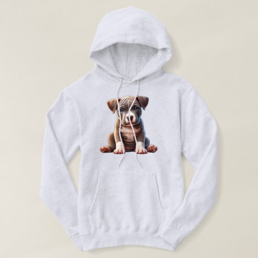 Welpe mit blauen Augen sitzend und unschuldig auss Hoodie (Design vorne)