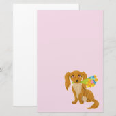 Welpe mit Blume Bouquet Briefpapier (Vorne/Hinten)