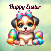 Welpe mit bunten Ostereiern Fensteraufkleber (Blatt 3)