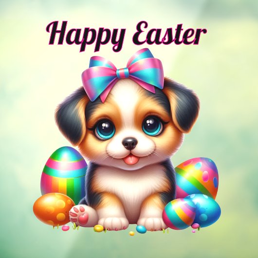 Welpe mit bunten Ostereiern Fensteraufkleber (Blatt 3)