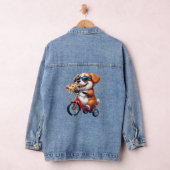 Welpe mit dem Rad Pizza essen Jeansjacke (Hangar)