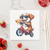 Welpe mit dem Rad Pizza essen Serviette (Beispiel)