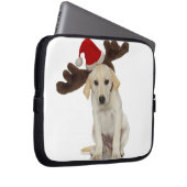 Welpe mit den Weihnachtsmannmütze-und Ren-Ohren Laptopschutzhülle (Vorne Rechts)