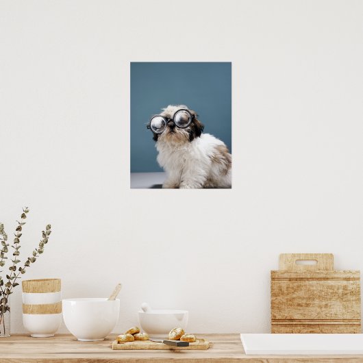 Welpe mit dicken Brillen Poster (Küche)