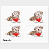 Welpe mit Heart Geschenksticker-Liebe Rechteckiger Aufkleber (Blatt)