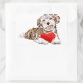 Welpe mit Heart Geschenksticker-Liebe Rechteckiger Aufkleber (Tasche)