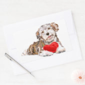 Welpe mit Heart Geschenksticker-Liebe Rechteckiger Aufkleber (Umschlag)