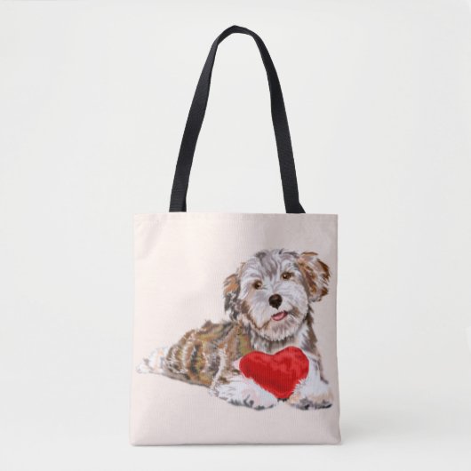 Welpe mit Heart Gift Toag Tasche (Vorderseite)