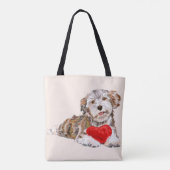 Welpe mit Heart Gift Toag Tasche (Rückseite)