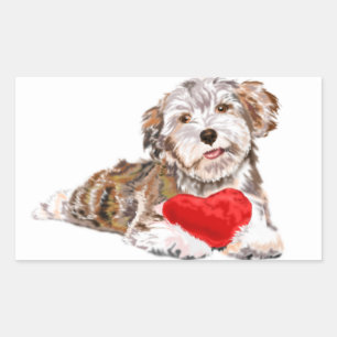 Welpe mit Herz Geschenk Aufkleber Liebe