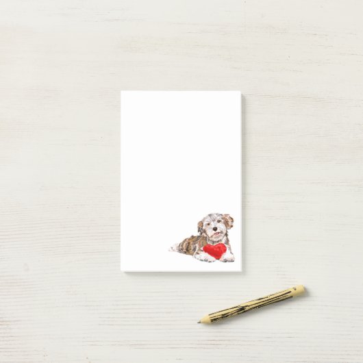 Welpe mit Herz-Geschenk Post it Notes Post-it Klebezettel (Auf Schreibtisch)