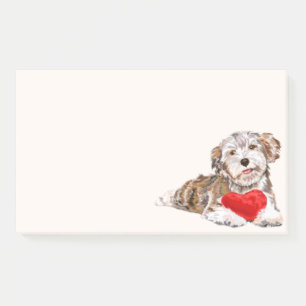 Welpe mit Herzgeschenk für Ihre Liebe Post-it Klebezettel
