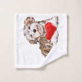 Welpe mit Herzgeschenk für Sie Badetuch Set (Waschlappen)