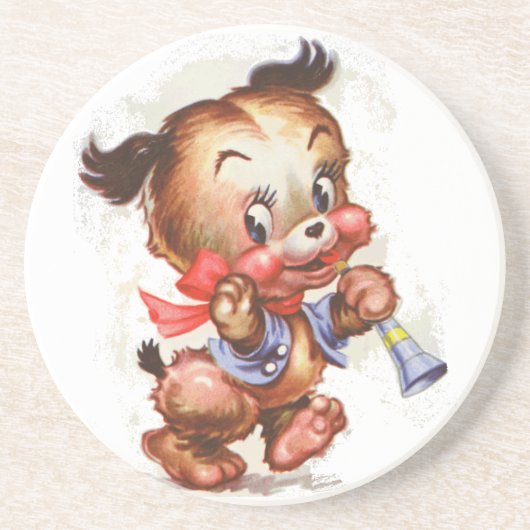 Welpe mit Horn Getränkeuntersetzer (Vorne)