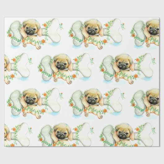 Welpe mit Knochen Geschenkpapier (Flach)
