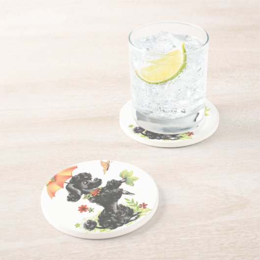 Welpe mit Regenschirm Untersetzer (Seite)