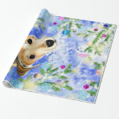 Welpe mit rosa Band - Frohe Weihnachten Geschenkpapier (Ungerollt)