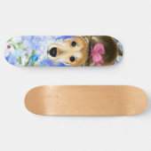 Welpe mit rosa Band - Niedlich - Skateboard (Horizontal)