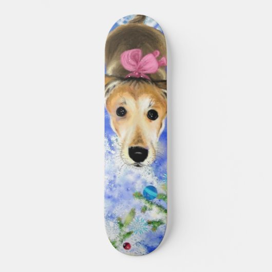 Welpe mit rosa Band - Niedlich - Skateboard (Vorderseite)