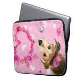 Welpe mit rosa Schleife - Liebe Laptopschutzhülle (Vorderseite Links)