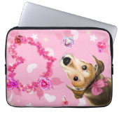 Welpe mit rosa Schleife - Liebe Laptopschutzhülle (Vorderseite)
