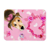 Welpe mit rosa Schleife - Liebe Magnet (Horizontal)