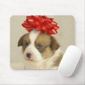 Welpe mit rotem Bogen Mousepad (Mit Mouse)