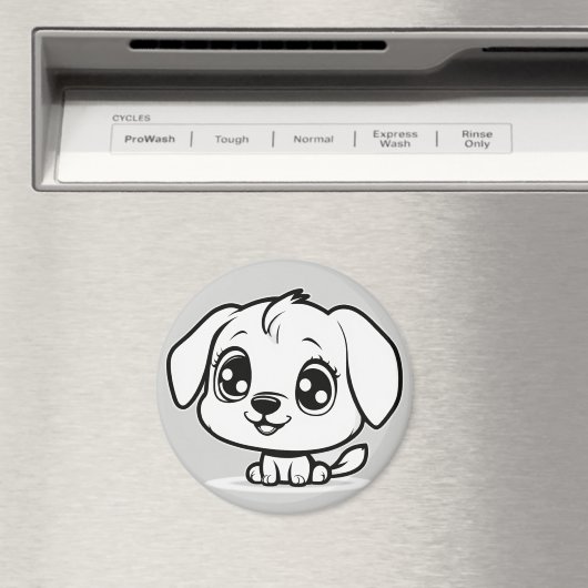 Welpe mit schwarzer Kontur Magnet (In Situ (Geschirrspüler))
