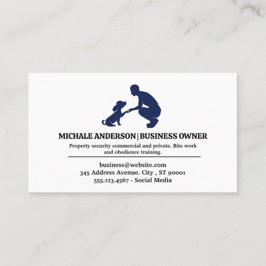 Welpe mit Trainer Visitenkarte (Rückseite)