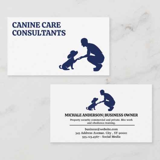 Welpe mit Trainer Visitenkarte (Vorne/Hinten)