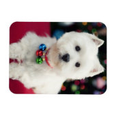 Welpe mit Weihnachtsglocke am Hals Magnet (Horizontal)