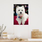 Welpe mit Weihnachtsglocke am Hals Poster (Küche)