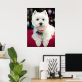 Welpe mit Weihnachtsglocke am Hals Poster (Heimbüro)
