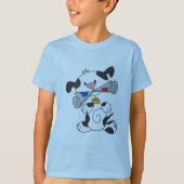 Welpe mit Zeitungs-T - Shirts und Geschenken (Vorderseite)