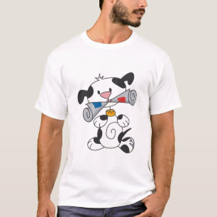 Welpe mit Zeitungs-T - Shirts und Geschenken
