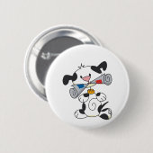 Welpe mit Zeitungs-T-Shirts und Geschenken Button (Vorne & Hinten)