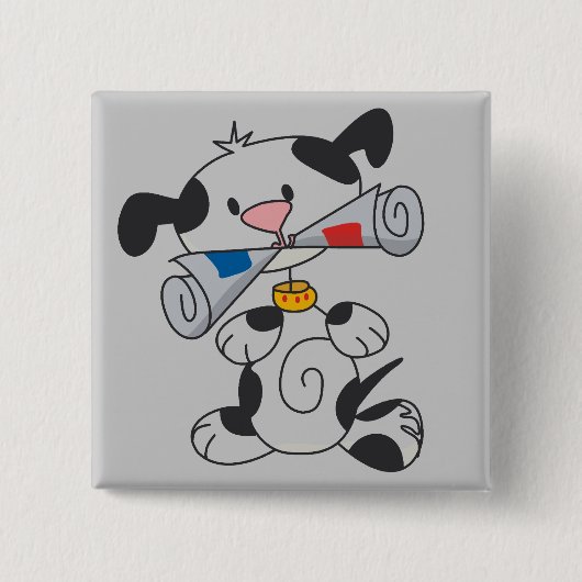 Welpe mit Zeitungs-T-Shirts und Geschenken Button (Vorderseite)