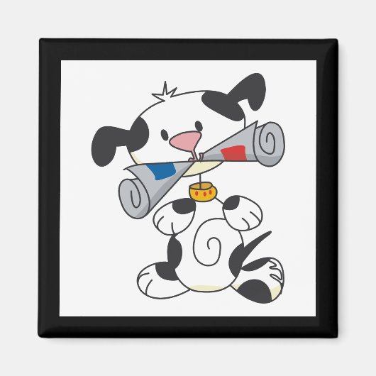 Welpe mit Zeitungs-T-Shirts und Geschenken Magnet (Vorne)