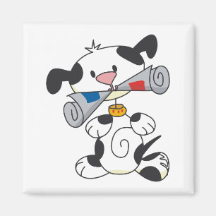 Welpe mit Zeitungs-T-Shirts und Geschenken Magnet