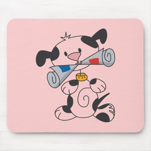 Welpe mit Zeitungs-T-Shirts und Geschenken Mousepad (Vorne)